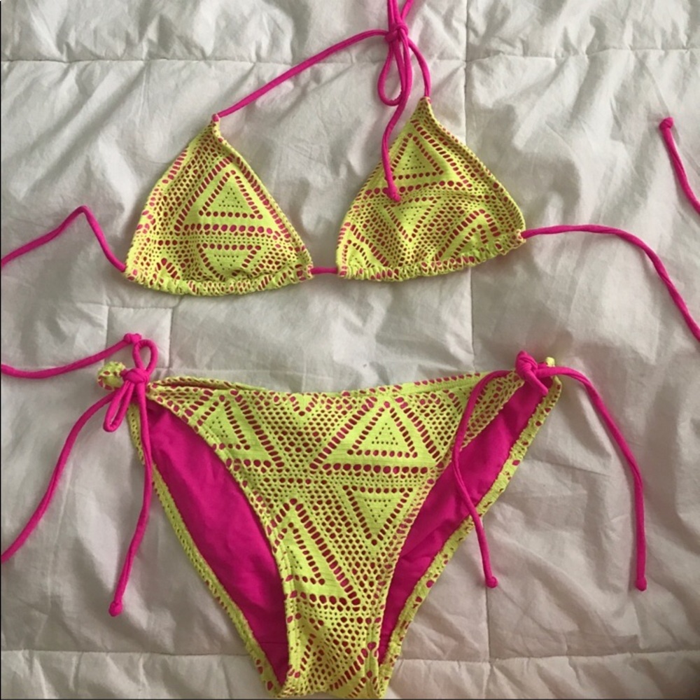 Yellow and pink bikini